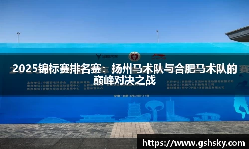 2025锦标赛排名赛：扬州马术队与合肥马术队的巅峰对决之战